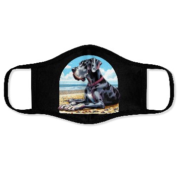 Discover Great Dane On The Beach Face Masks