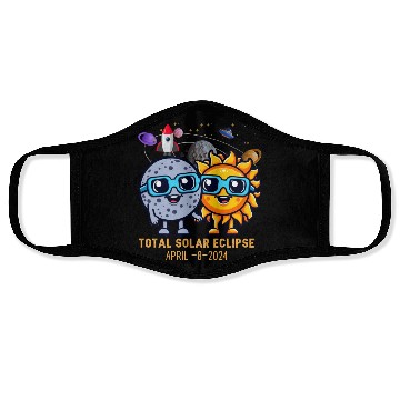 Discover Total solar eclipse 4-8-2024: Sun and Moon love Face Masks