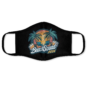 Discover Beach Squad 2024 Tropical Sunset and Palm Trees Face Masks