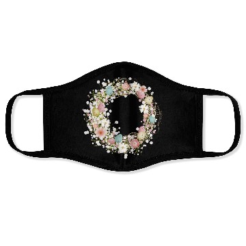 Discover pastel-colored Easter eggs, flowers and gypsophila Face Masks