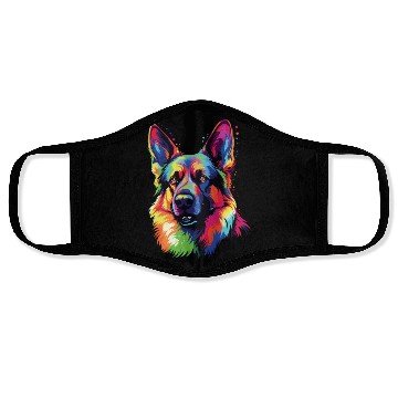 Discover Watercolor Colorful German Shepherd Face Masks