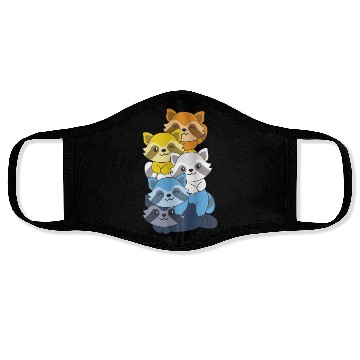 Discover Aroace Flag Pride Lgbtq Cute Raccoon Stack Face Masks