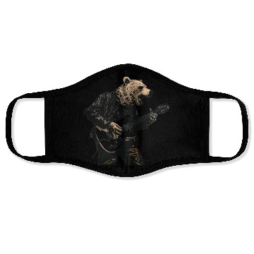 Discover Grizzly Bear Playing Guitar Face Masks