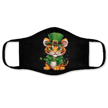 Discover St. Patrick's Tiger Charm: Vibrant Green Shamrock Face Masks