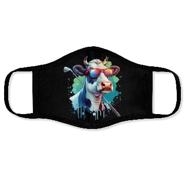 Discover Cow Golfer Golf Course Dog Owner Face Masks