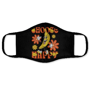 Discover Choose Happy Retro Banana Mascot Face Masks
