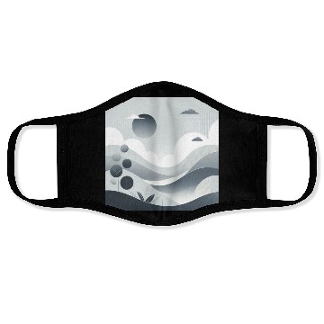 Discover "Tranquil Monochrome Horizon" Face Masks