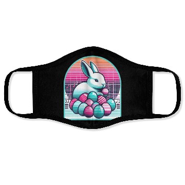 Discover Synthwave Easter Bunny with Eggs Face Masks