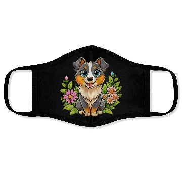 Discover Sweet Australian Shepherd dog Face Masks
