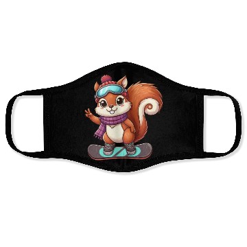 Discover Snowboarding Squirrel Winter Adventure Face Masks