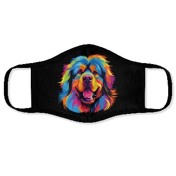 Discover Watercolor Colorful Tibetan Mastiff Face Masks