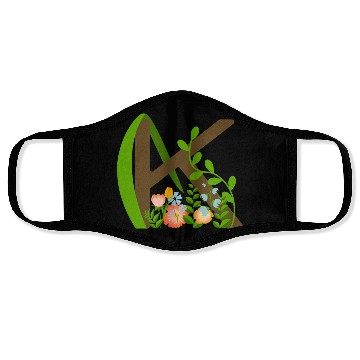 Discover Capital letter K monogram and wildflowers Face Masks