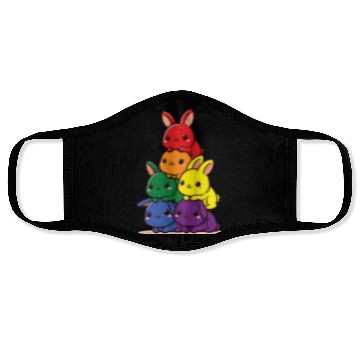 Discover Bunnies Rainbow Flag Pride Month Cute Bunnies Face Masks