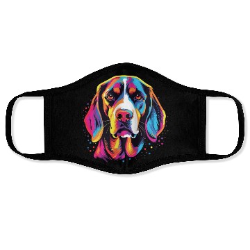 Discover Watercolor Colorful Beagle Harrier Face Masks