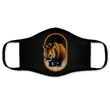 Discover Javan Rhinoceros Illustration Face Masks