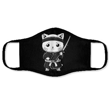 Discover Cat Kawaii Samurai Funny Gift Face Masks