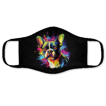 Discover Watercolor Colorful Boston Terrier Face Masks