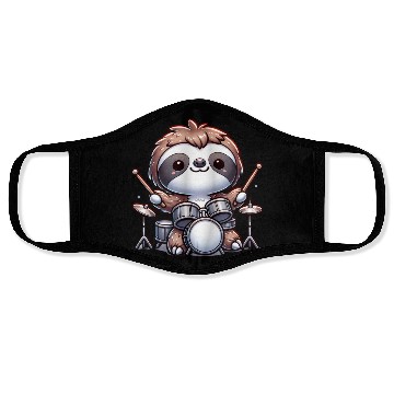 Discover Cool Sloth Drummer Lazy Beats Design Face Masks
