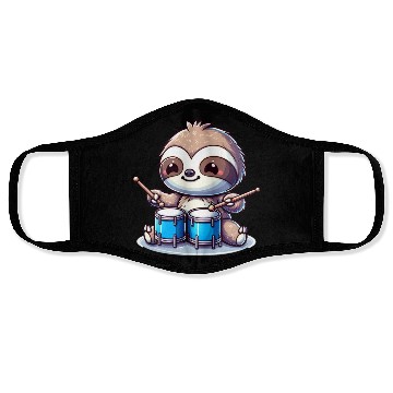 Discover Cool Sloth Drummer Lazy Vibes Design Face Masks