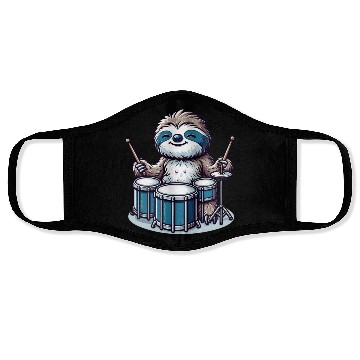 Discover Cool Sloth Drummer Lazy Vibes Design Face Masks