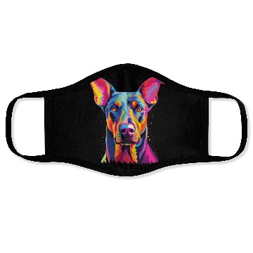 Discover Watercolor Colorful Doberman Pinscher Face Masks