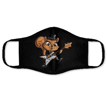 Discover Cool Squirrel Guitarist Music Face Masks