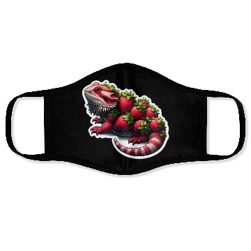 Discover Strawberry bearded dragon pattern Face Masks