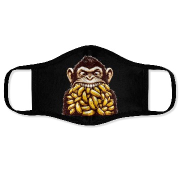 Discover Monkey with Mouth Full of Bananas Face Masks