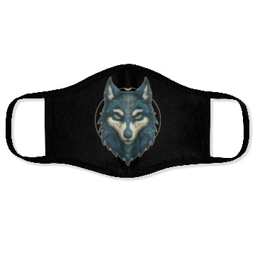 Discover Fenrir Wolf head elven style Face Masks