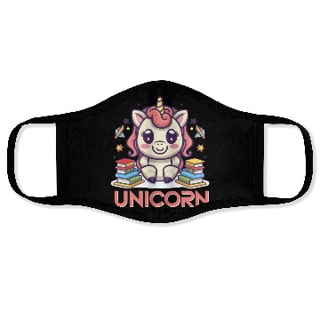 Discover Cute school unicorn cartoon Face Masks design