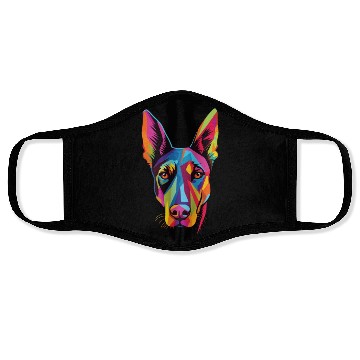 Discover Watercolor Colorful Doberman Pinscher Face Masks
