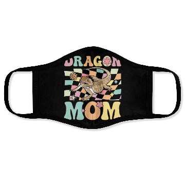 Discover Dragon Mom Groovy Bearded Dragon Lizard Lover Face Masks