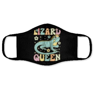 Discover Lizard Queen Groovy Bearded Dragon Lizard Lover Face Masks