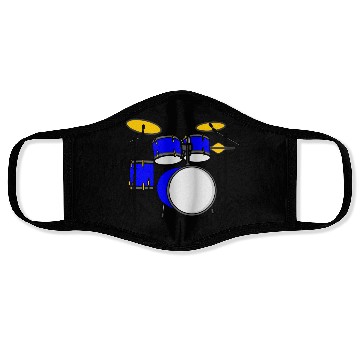 Discover Blue drum set logo Face Masks