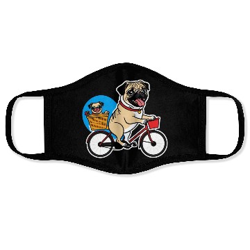 Discover Comical Pug: Effortful Bike Ride Face Masks
