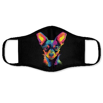 Discover Watercolor Colorful Russian Toy Terrier Face Masks