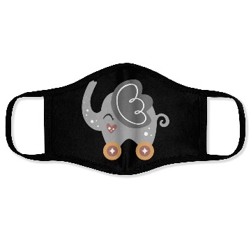 Discover elephant on wheels Face Masks