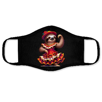 Discover funny sloth dancing flamenco Face Masks
