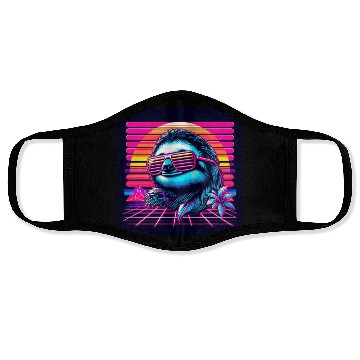 Discover Synthwave Retro 80's Sloth Face Masks