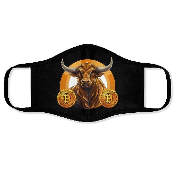 Discover Retro Crypto Currency Bull Bitcoin Blockchain Face Masks