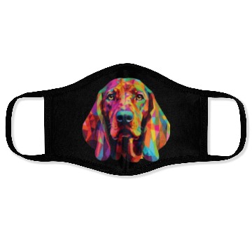 Discover Watercolor Colorful Redbone Coonhound Face Masks