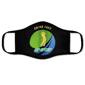 Discover Swing Easy, Sip Often. Funny golf beer Face Masks
