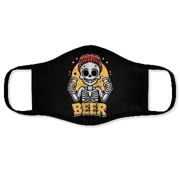 Discover Skeleton drinking beer Face Masks design premium