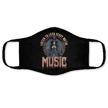Discover Rock Music Listen Loud Heavy Metal Music Face Masks