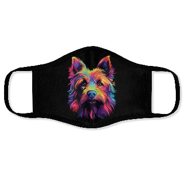 Discover Watercolor Colorful Australian Terrier Face Masks