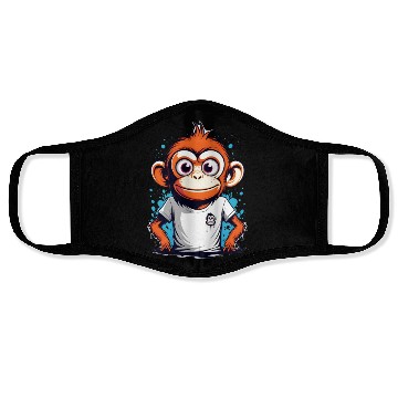 Discover cute monkey illustration animal cartoon character Face Masks
