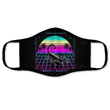 Discover Beach Beats Retro Scorpion - Synthwave Sunset Face Masks
