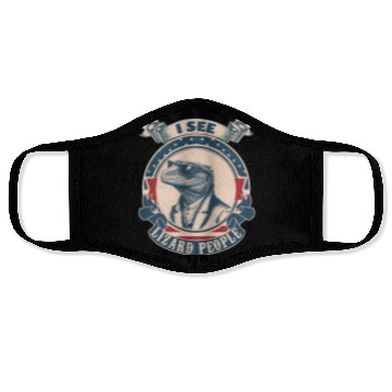 Discover I see lizard people vintage Face Masks