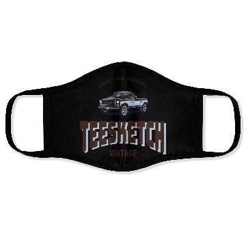 Discover retro car with teesketch logo | old school Face Masks