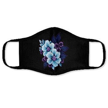 Discover Boho Vintage Blue and Purple Florals Face Masks